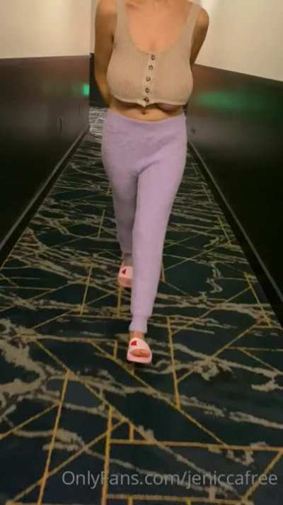 Public Walking, No Bra