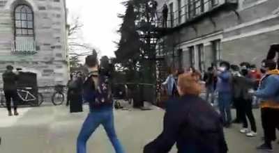 Students protesting the new rector of Boğazi&ccedil;i by listening to Master of Puppets after he tells "he listens hard rock and a Metallica".