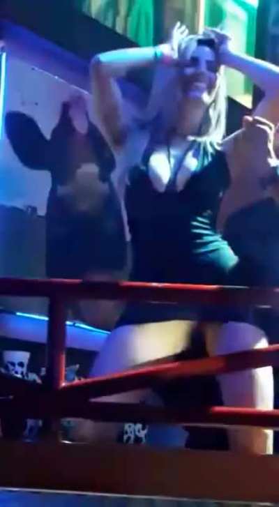 No Panties In The Club Holding A Cigarette