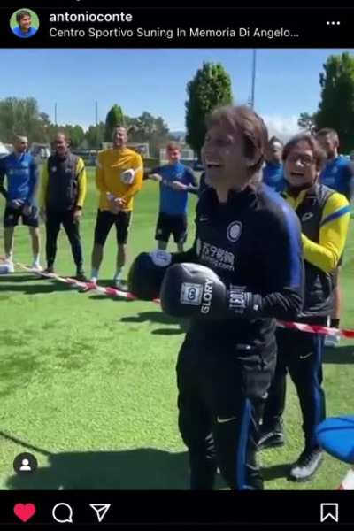 In yesterday&rsquo;s game Lautaro Martinez and Conte had a verbal disagreement after the double substitution, today they organized a boxing match between the two, with Lukaku as the host.
