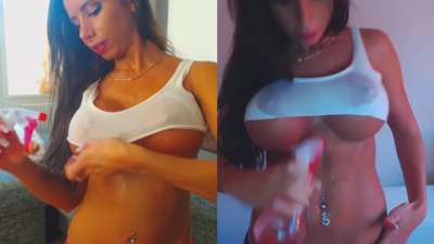 Wet cut-off tank top