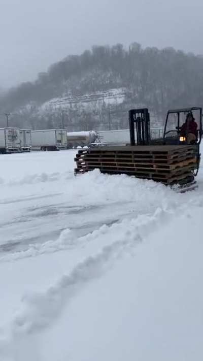 This is how we plow our lot at work every year.