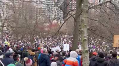 Thousands are currently protesting in Boston in one of more than 1200 'Hands Off' protests taking place today across the country, as people take to the streets to march against the Trump-Musk regime
