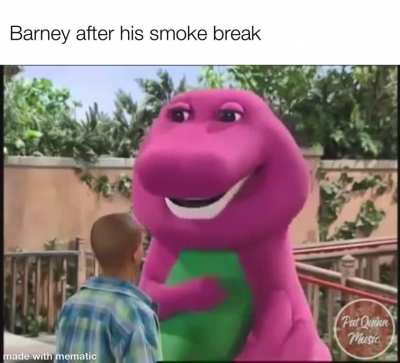 Barney on something