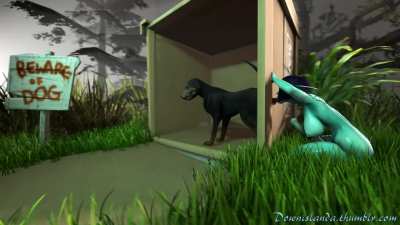Green futa alien with a horsecock sucking off a dog (downislanda)