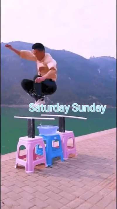 Jumping guy showing how the weekends feel like