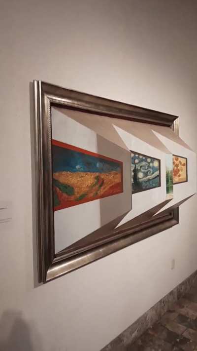 Artist Patrick Hughes creates 3D 'Reverspective' paintings that physically shift and warp as you walk past them