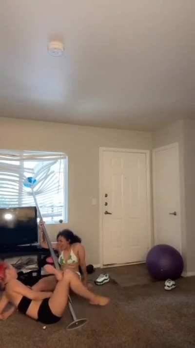 Let's All 3 Of Us Practice On This Pole...By the Window