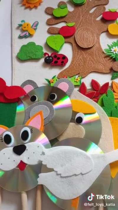 Just a few of my handmade educational felt toys for kids: "4 seasons tree" busy board; game "clean tooth" that helps to explain kids why teeth hygiene is important and the difference between healthy/unhealthy food; Slavic folk tales characters on CD disks
