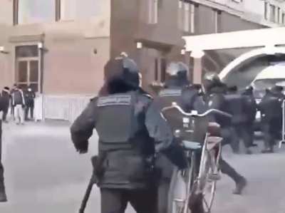 During the protest in Russia, police arrested... bicycle