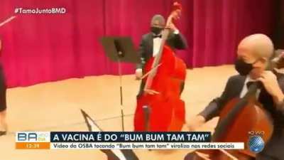 Brazilian Symphonic Orchestra performs funk song "Bum Bum Tam Tam" in honor of Butantan Institute, manufacturer of covid-19 vaccine