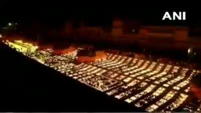 Over 5.51 lakh diyas lit on the banks of river Saryu in Ayodhya, made it to Guinness World Record for 'largest display of oil lamps' ! "Yogi Kaka na Raj ma, Ayodhya Majama!!"