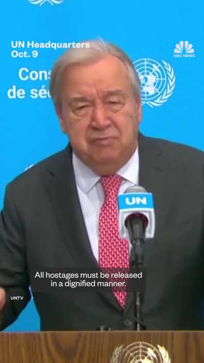 U.N. chief praises Gaza ceasefire agreement between Israel and Hamas: "I urge all parties to fully abide by the terms of the agreement and fully embrace the opportunities it presents. All hostages must be released in a dignified manner. A permanent ceasef