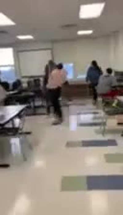 This was at my school. Kid in the white talked shit about the other kids dead mom. Got what he deserved.