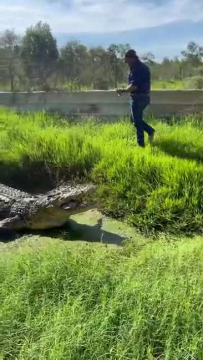 No shoes , socks, wearing jeans &amp;amp; touching the swamp water