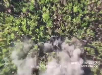 Ukraine's Separate Presidential Brigade 4th Mechanized Battalion "Ci4 Team" drone group used munition drops to target Russian infantry during defense of the group's positions, landing numerous accurate drops. Published August 16, 2024