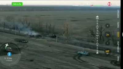 Ukrainian soldier hits a Russian BMP with a NLAW somewhere in eastern Ukraine