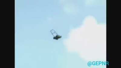 Lawnmower flying away while Fly Me To The Moon from Neon Genesis Evangelion plays in the background