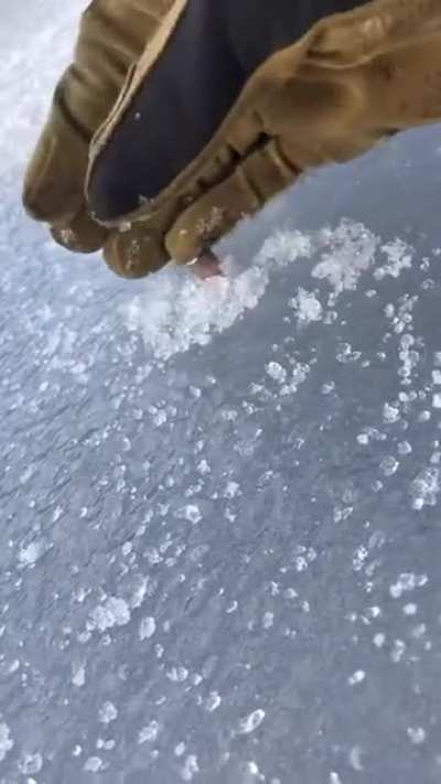Bullets spinning on the ice