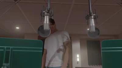 Mycareer character Hank Hill hits the booth in the music studio