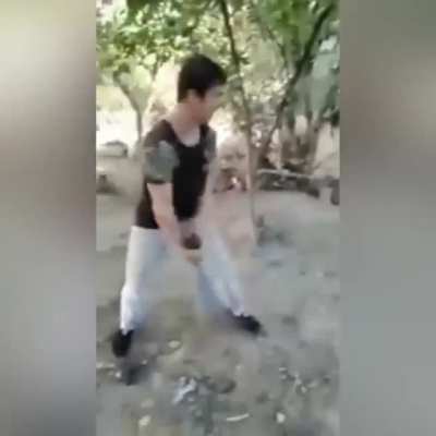 Guy throws a fucking missile and it explodes