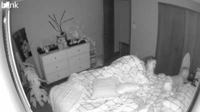 Was looking back at footage from the first night I had cameras up, and also the last night we slept at our home. The twins were in my bed and it was pitch black so excuse the blank stares as my daughter was looking for her bottle. What do you hear after I