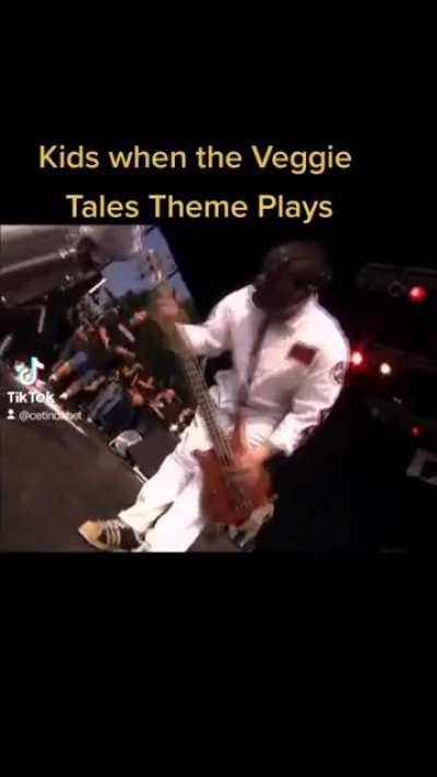 Kids When The Veggie Tales Theme Plays