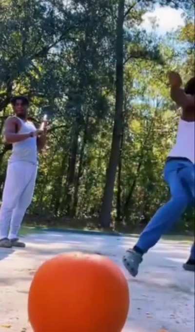 Trying to break a pumpkin