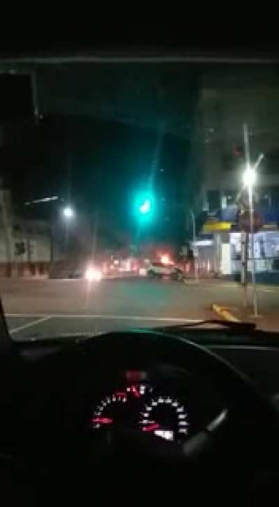 Fire truck rushing to emergency&hellip;car collides and catches fire