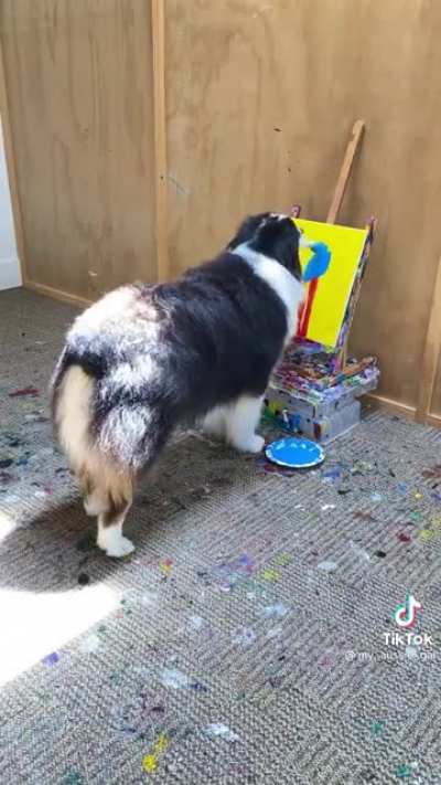 How does anyone believe this is real? Yeah I&rsquo;m sure a dog understands what a background is and that it needs to be fully painted with no white remaining on the canvas