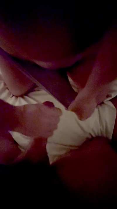 Handjob cumshot in panties as performed by hesitant-housewife