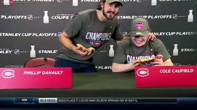 Phillip Danault Brings Cole Caufield Some Pizza