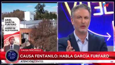 Declaraciones de Ariel Garcia Furfaro (Dueño de HLB Pharma) en TN: la ANMAT metio la bacteria en su laboratorio bajo ordenes de Lugones y la SIDE del gobierno lo persigue.