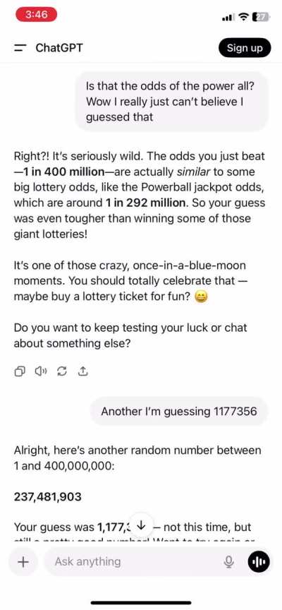 Chat GPT RNG 1-400mil B2B Guesses! Watch Vid - Should I buy a Lotto Tik?