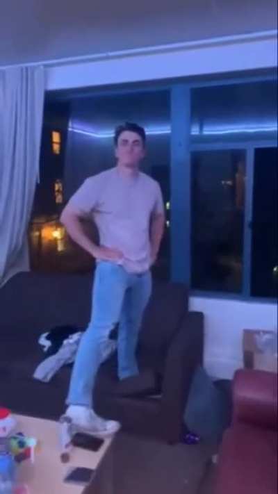 Trying to take a golf shot next to a window.