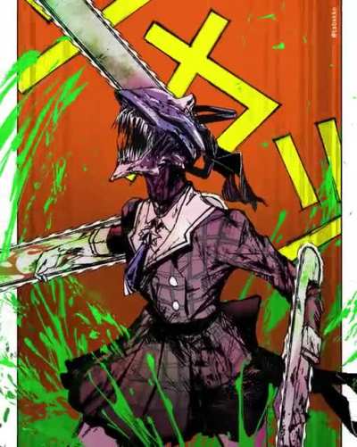 Suisei Chainsaw Idol animation (art by Hyde)