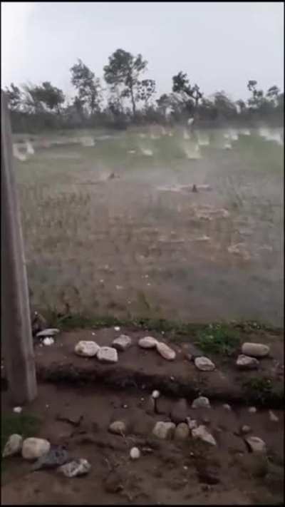 That's hail falling but they are a little ... big