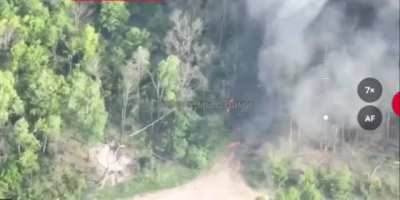 Ukrainian truck hits a mine and explodes