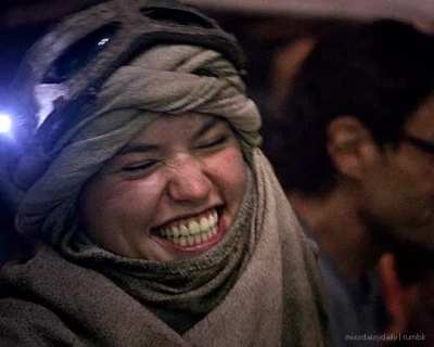 Daisy's radiant smile on the set of "The Force Awakens"