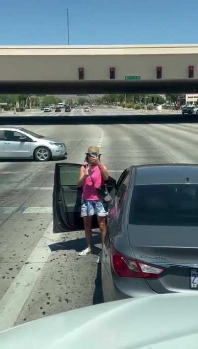 Karen thinks truck is too close to her at a stoplight