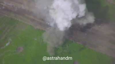 A Ukrainian Leopard 2A6 being targeted by Lancet drone. 2023
