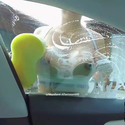 having some fun at car wash