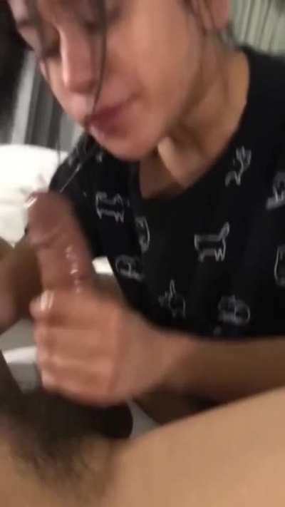 Teen sucks it with passion