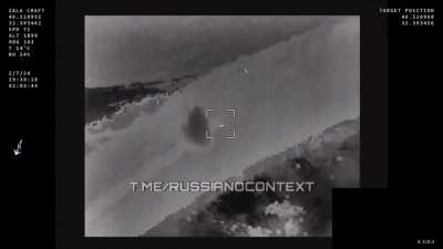 Night-time drone footage of another Russian boat hitting a mine in the Dnipro river delta. Kherson Oblast. Date and geolocation in video.
