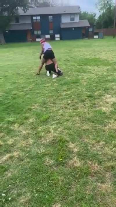 Dad pulls a gun while daughter gets beat up