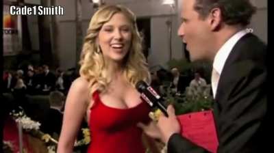 Can't really believe people blame that reporter for doing that, who would resist seeing Scarlett Johansson showing those big tits in that tight dress?