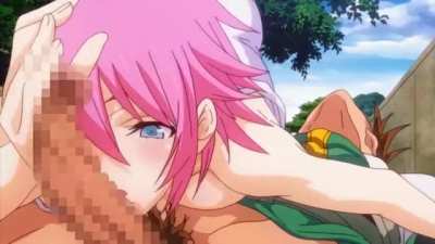 pink hair blowjob