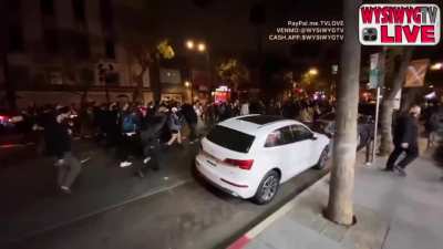 BLM marching in Hollywood CA, chanting "every city every town burn the precinct to the ground" "we want justice, if we dont get it burn it down" and harassing a streamer 4-15-2021