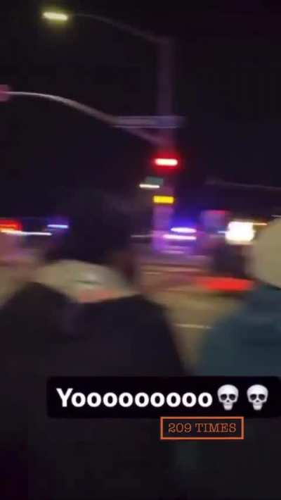 Stockton police show up to an illegal sideshow with a prison bus. (Credit to @209Times on Twitter)