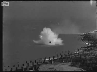 Less than successful test drop of the "Highball" anti-ship bouncing bomb in 1943